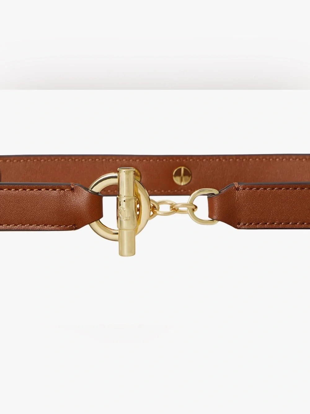 Lauren Ralph Lauren Brown Leather Belt with Gold Toggle